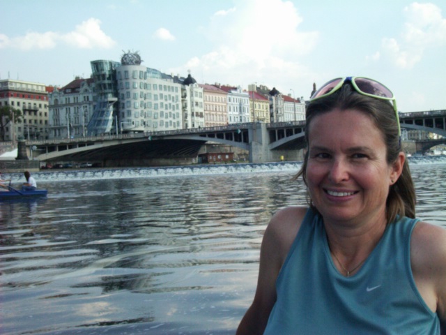 Rowing on the river in Prague Czech Repbulic